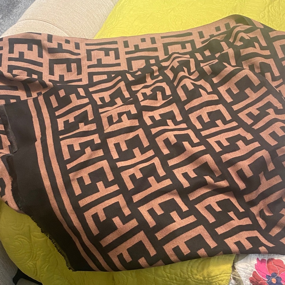 Brown and Black Patterned Scarf